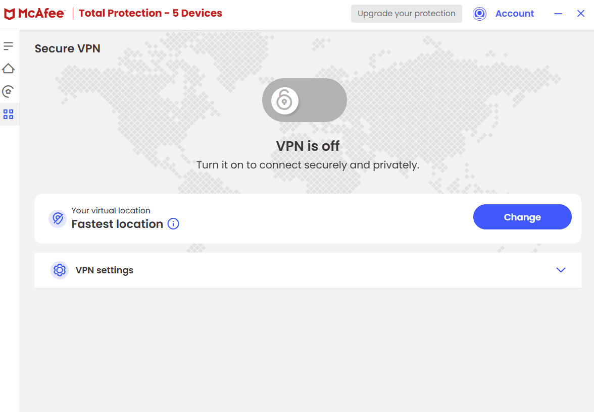 McAfee Safe Connect VPN 2025 Key (1 Year / 5 Devices) screenshot 2