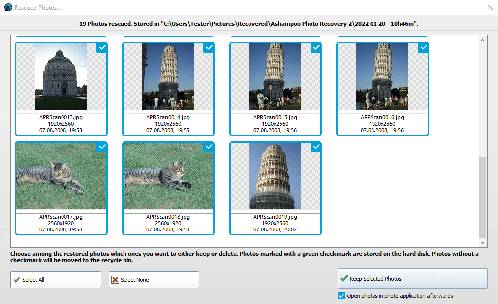 Imajen ekrã 4 husi Ashampoo Photo Recovery 2 Activation Key