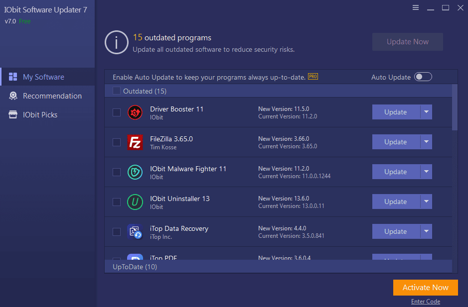IObit Software Updater 7 Pro Key (1 Year / 3 PCs) screenshot 1
