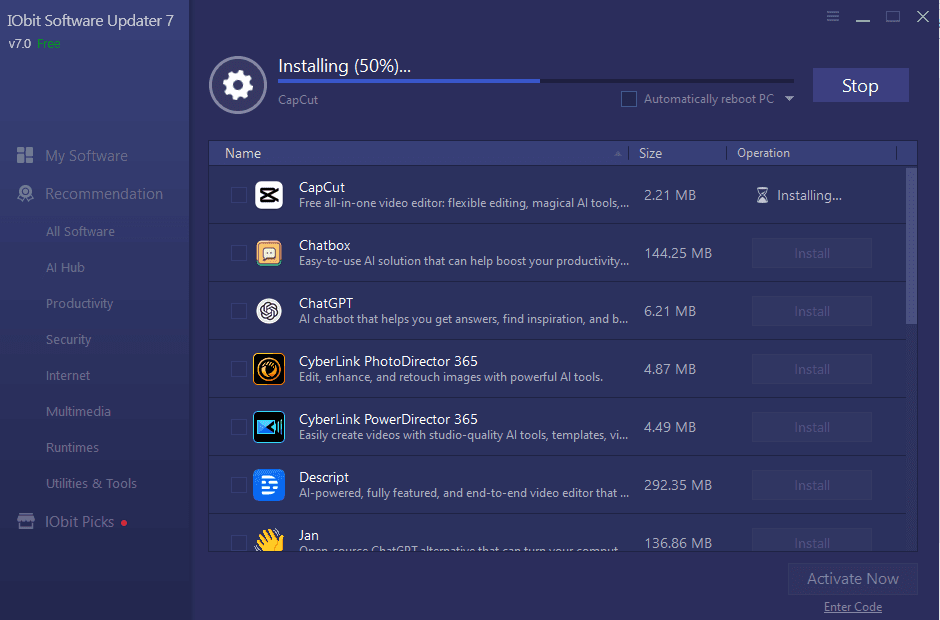 IObit Software Updater 7 Pro Key (1 Year / 3 PCs) screenshot 3