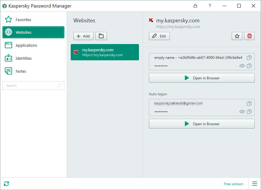 Imajen ekrã 2 husi Kaspersky Password Manager 2021 Key (1 Year / 1 Device)