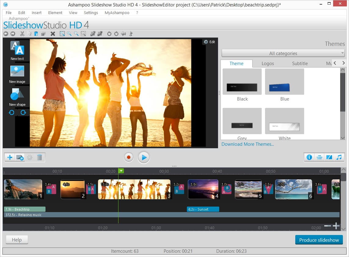 Captura de ecrã 1 de Ashampoo Slideshow Studio HD 4 Activation Key