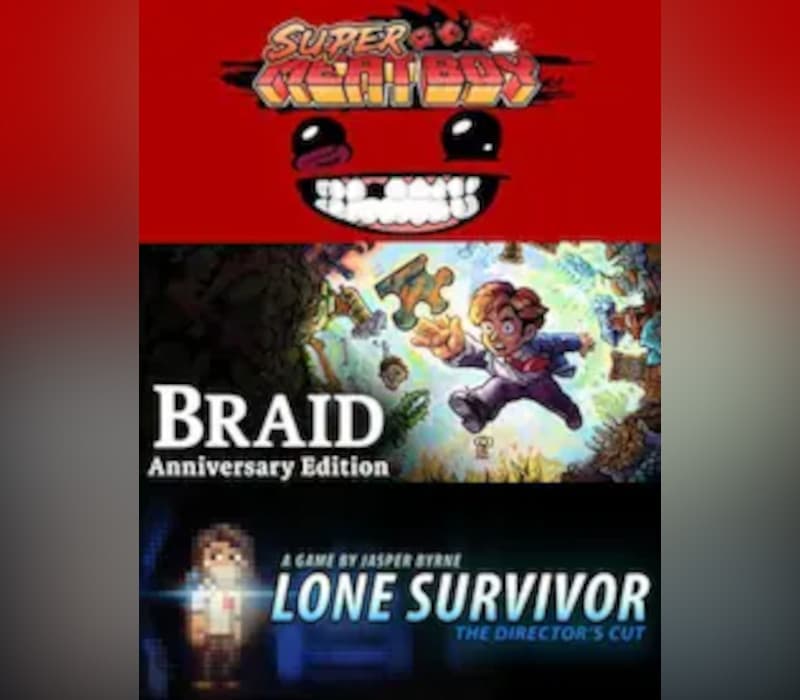 Sampul Super Meat Boy+ Lone Survivor+ Braid PC Steam CD Key